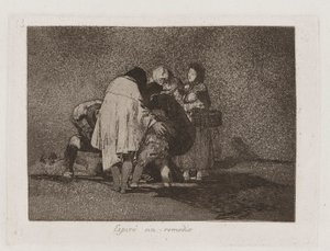 Espir? sin remedio (Nie było nic do zrobienia, a on umarł), płyta 53 z Los desastres de la guerra (Klęski wojny) autorstwa Francisco de Goya