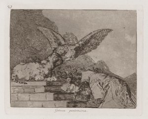 Pantomima Gatesca (Feline Pantomima), płyta 73 z filmu Katastrofy wojny autorstwa Francisco de Goya