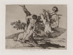 Wielki wyczyn! Z martwymi! (Bohaterski wyczyn! Z trupami!), Płyta 39 z filmu Klęski wojenne autorstwa Francisco de Goya