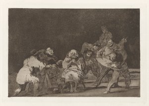 Lojalność, znana również jako Ten, kto cię nie lubi, zniesławi cię w żartach, z serii Bzdury (Przysłowia) autorstwa Francisco de Goya