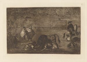 Psy puszczają byka, płyta C z La tauromaquia (wydanie trzecie) autorstwa Francisco de Goya