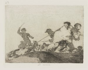 Zasłużył na to. (Zasłużyłem.), pl. 29 z cyklu Katastrofy wojny autorstwa Francisco de Goya