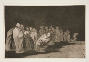 Zamknięci (Mężczyźni w workach), pl. 8 z cyklu Przysłowia autorstwa Francisco de Goya