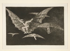 Tryb latania (Sposób latania), pl. 13 z serii Przysłów autorstwa Francisco de Goya