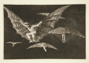 Tryb latania (Sposób latania), pl. 13 z serii Przysłów autorstwa Francisco de Goya