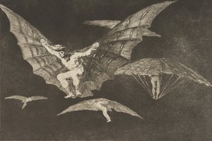 Tablica 13 z Disparates: Sposób latania, ok. 201 1816-23 opublikowany 1864. autorstwa Francisco de Goya