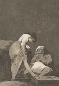 Płyta 17 z Los Caprichos: Jest ładnie rozciągnięta autorstwa Francisco de Goya