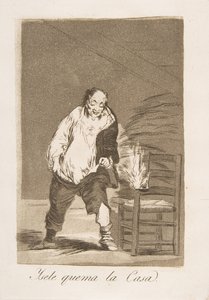 Tablica 18 z „Los Caprichos”: A jego dom płonie Ysele quema la Casa., 1799. autorstwa Francisco de Goya