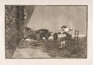 Tablica 18 Tauromachii: Odwaga Martincho na ringu w Saragossie, 1816. autorstwa Francisco de Goya