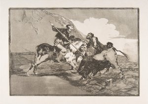 Tablica 1 z Tauromaquia: Sposób, w jaki starożytni Hiszpanie polowali na byki na hor..., 1816. autorstwa Francisco de Goya