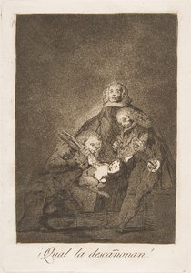 Płyta 21 z Los Caprichos: Jak ją zerwali! ¡Qual la descañonan!, 1799. autorstwa Francisco de Goya