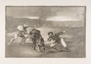 Tablica 2 Tauromachii: Inny sposób polowania na piechotę, 1816. autorstwa Francisco de Goya