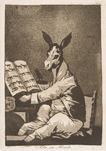 Tablica 39 z Los Caprichos: Podobnie jak jego dziadek. Asta su Abuelo., 1799. autorstwa Francisco de Goya