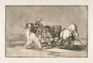 Tablica 3 Tauromachii: Maurowie osiedlili się w Hiszpanii, wyrzekając się przesądów tamtych…, 1816. autorstwa Francisco de Goya