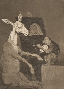 Tablica 41 z Los Caprichos: Ani mniej, ani więcej Ni mas ni menos., 1799. autorstwa Francisco de Goya