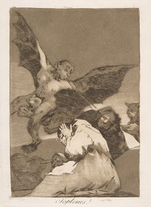 Tablica 48 z Los Caprichos: Opowieści, podmuchy wiatru Soplones., 1799. autorstwa Francisco de Goya