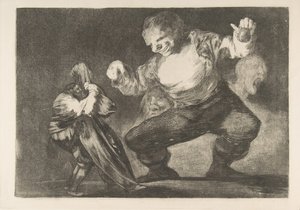 Tablica 4 z „Disparates”: Simpleton, ca. 1816-23 opublikowane w latach 1854-63. autorstwa Francisco de Goya