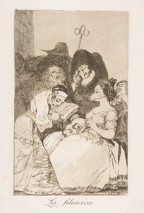 Tablica 57 z Los Caprichos: Filiacja La filiacion., 1799. autorstwa Francisco de Goya