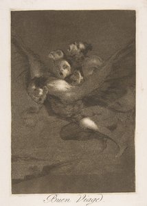 Tablica 64 z Los Caprichos: Bon voyage Bon Voyage., 1799. autorstwa Francisco de Goya