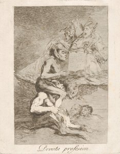 Tablica 70 z Los Caprichos: Pobożna profesja Devota profesion., 1799. autorstwa Francisco de Goya