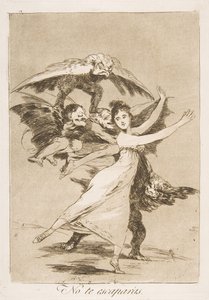 Tablica 72, z Los Caprichos: Nie uciekniesz No te escaparàs., 1799. autorstwa Francisco de Goya