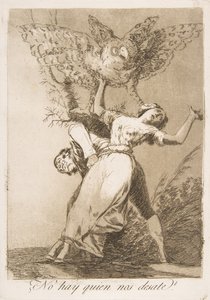 Tablica 75 z Los Caprichos: Czy nie ma nikogo, kto by nas rozwiązał ¿No hay quien nos desate, 1799. autorstwa Francisco de Goya