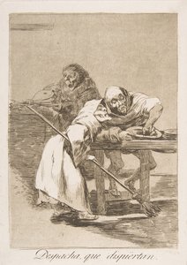Tablica 78 z Los Caprichos: Szybko, budzą się Despacha, que dispiertan., 1799. autorstwa Francisco de Goya