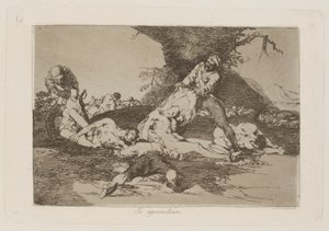 Se aprovechan (Korzystają z nich), pl. 16 z cyklu Los desastres de la guerra (Klęski wojny) autorstwa Francisco de Goya