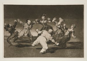 Si Marina Bayl? [sic], tome lo que hall? (Jeśli Marion będzie tańczyć, to musi ponieść konsekwencje), pl. 12 z serii Los proverbios autorstwa Francisco de Goya