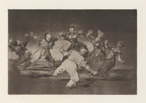 Si Marina Bayl?, tome lo que hall? (Jeśli Marion będzie tańczyć, to musi ponieść konsekwencje), z serii Los disparates (Los proverbios) autorstwa Francisco de Goya