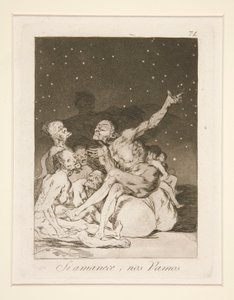 Si amanece, nos vamos (Gdy skończy się dzień, odejdziemy), pl. 71 z cyklu Los caprichos autorstwa Francisco de Goya