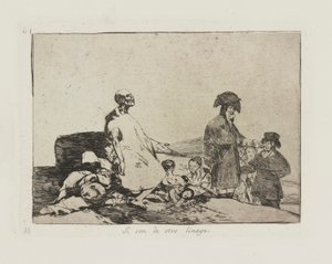 Jeśli są z innego rodu. (Być może są z innej rasy.), pl. 61 z cyklu Katastrofy wojny autorstwa Francisco de Goya