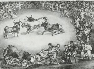 Hiszpańska rozrywka z „Byków z Bordeaux”, 1825., 1825. autorstwa Francisco de Goya