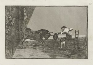 Temeridad de Martincho en la plaza de Zaragoza (Odwaga Martincho w pierścieniu w Saragossie), płyta 18 z La tauromaquia autorstwa Francisco de Goya