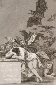 Sen rozsądku rodzi potwory (nr 43) z Los Caprichos autorstwa Francisco de Goya