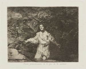 Smutne przeczucia tego, co ma nadejść. (Smutne przeczucia tego, co się wydarzy), pl. 1 z serii Katastrofy wojny autorstwa Francisco de Goya