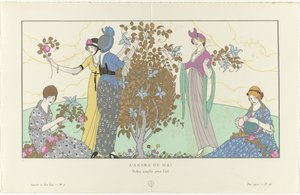 Gazette du Bon Ton, 1914 - nr 5, pl. 42: The Maypole / Proste sukienki na lato (tytuł na obiekcie) autorstwa Francisco Javier Gosé