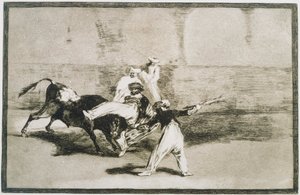 Wrzosowisko schwytane przez byka... z La Tauromaquia autorstwa Francisco de Goya