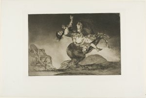 Kobieta i koń, niech ktoś inny je zapanuje, tablica dziesiąta z Los Proverbios autorstwa Francisco Jose de Goya y Lucientes