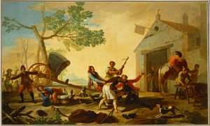 Bójka przed nową tawerną ... (obraz na płótnie) autorstwa Francisco Jose de Goya y Lucientes
