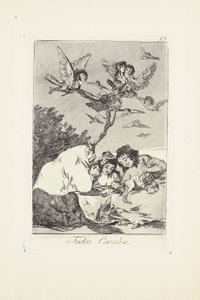 Wszystko upadnie (Todos Caeràn) Płyta 19 z: Los Caprichos autorstwa Francisco Jose de Goya y Lucientes
