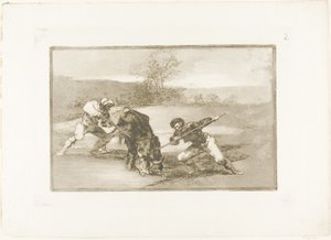 Kolejny sposób polowania na piechotę, płyta druga z Sztuki walki byków autorstwa Francisco Jose de Goya y Lucientes
