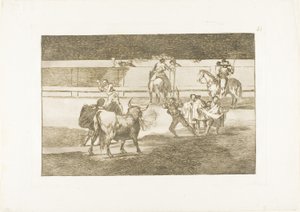 Banderille z petardami, płyta 31 z filmu Sztuka walki byków autorstwa Francisco Jose de Goya y Lucientes