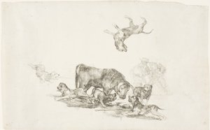 Byk zaatakowany przez psy autorstwa Francisco Jose de Goya y Lucientes