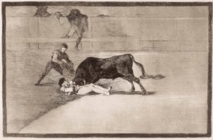 Walka byków: pechowa śmierć Pepe Hillo autorstwa Francisco de Goya
