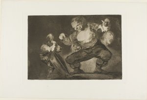 Tańczący olbrzym, z Disparates, opublikowany jako płyta 4 w Los Proverbios autorstwa Francisco Jose de Goya y Lucientes