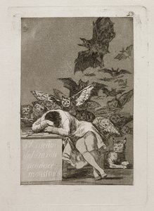Sen o rozsądku rodzi potwory autorstwa Francisco Jose de Goya y Lucientes