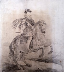 GOYA I LUCIENTES, Francisco de (1746-1828). Portret konny Filipa III Hiszpanii. 1778. FILIP III Hiszpanii (1578-1621). Król Hiszpanii (1598-1621). Rysunkowe kopie obrazów Velazqueza. Sztuka baroku. Rysunek. HISZPANIA. MADRYT (WSPÓLNOTA AUTONOMICZNA). Szalo autorstwa Francisco Jose de Goya y Lucientes