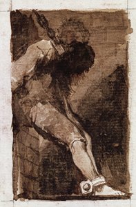 Jeśli to przestępca, szybko umiera. (Akwatinta, ok. 1810) autorstwa Francisco de Goya