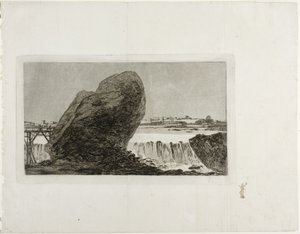 Krajobraz z wodospadem, przed 1810 autorstwa Francisco de Goya